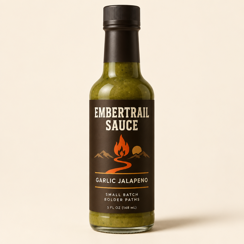 Bottle of Embertrail Sauce Garlic Jalapeño